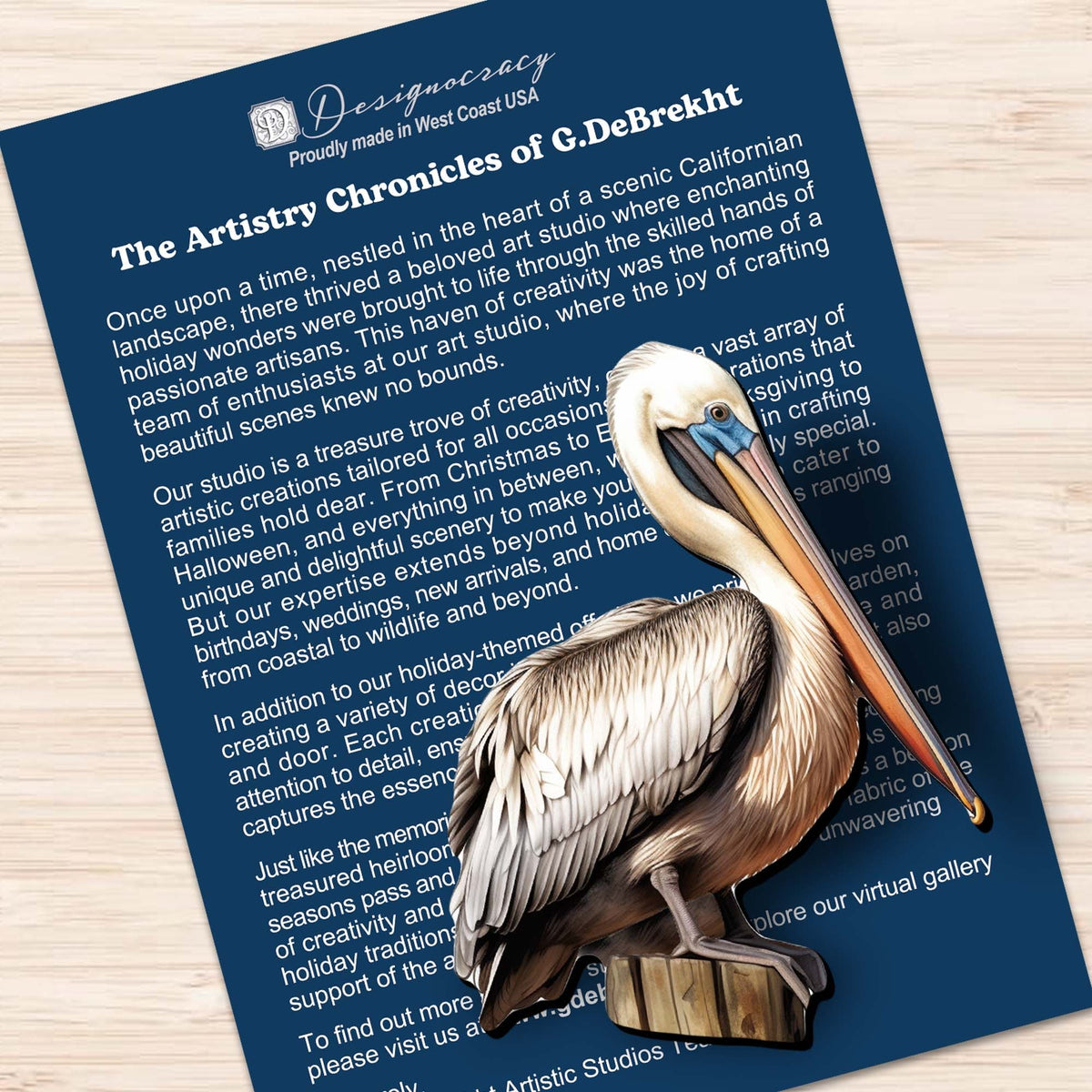 Pelicans Clip-On Eco Wood Decorative Ornaments Set of 3 by G. Debrekht - Christmas Decor - 8091014C-S3