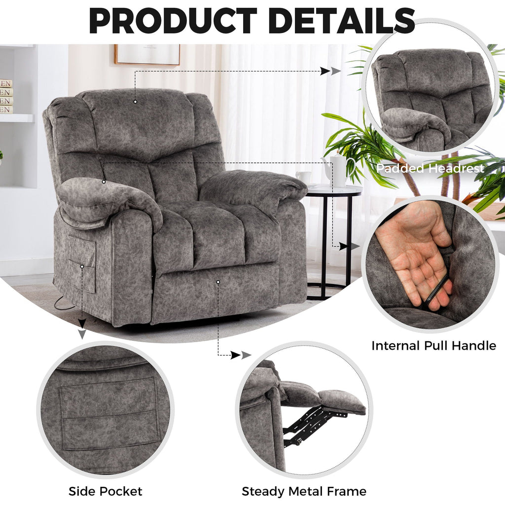 Swivel And Rocking Recliner Chair With Massage And Heating