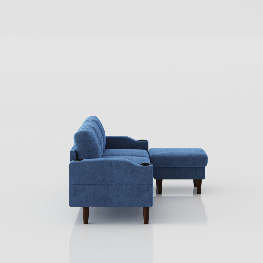 3 Seater Convertible Combination L Shaped Sofa With Footstools With Storage