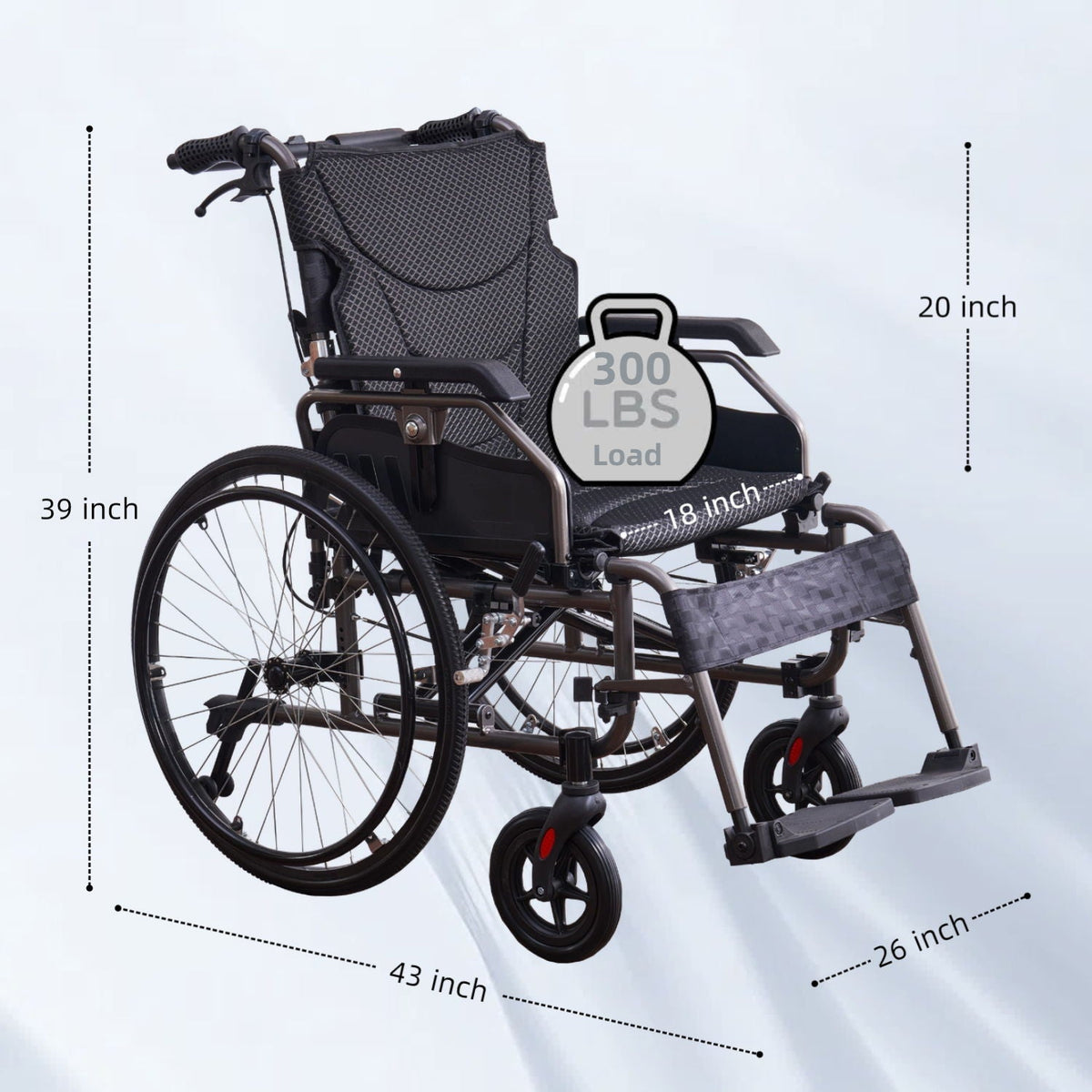 Premium Foldable Transport Wheelchair for Adults