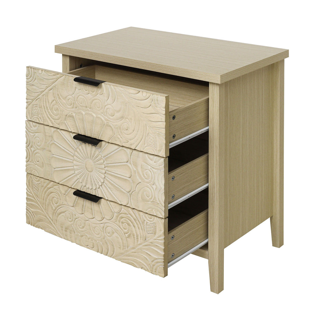 3 Drawer Cabinet - Natural Wood Finish