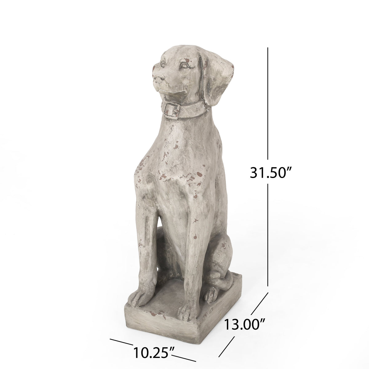MGO Outdoor Dog Statue, Antique White
