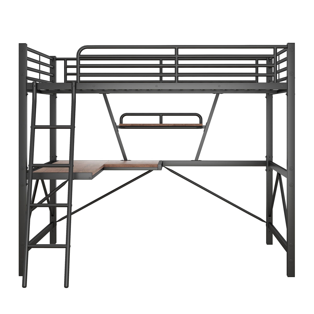 Loft Bed With Desk And Shelf, Modern Design