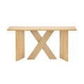 X-Frame Console Table, Angled Cross Leg Design, Rounded Edges - Natural
