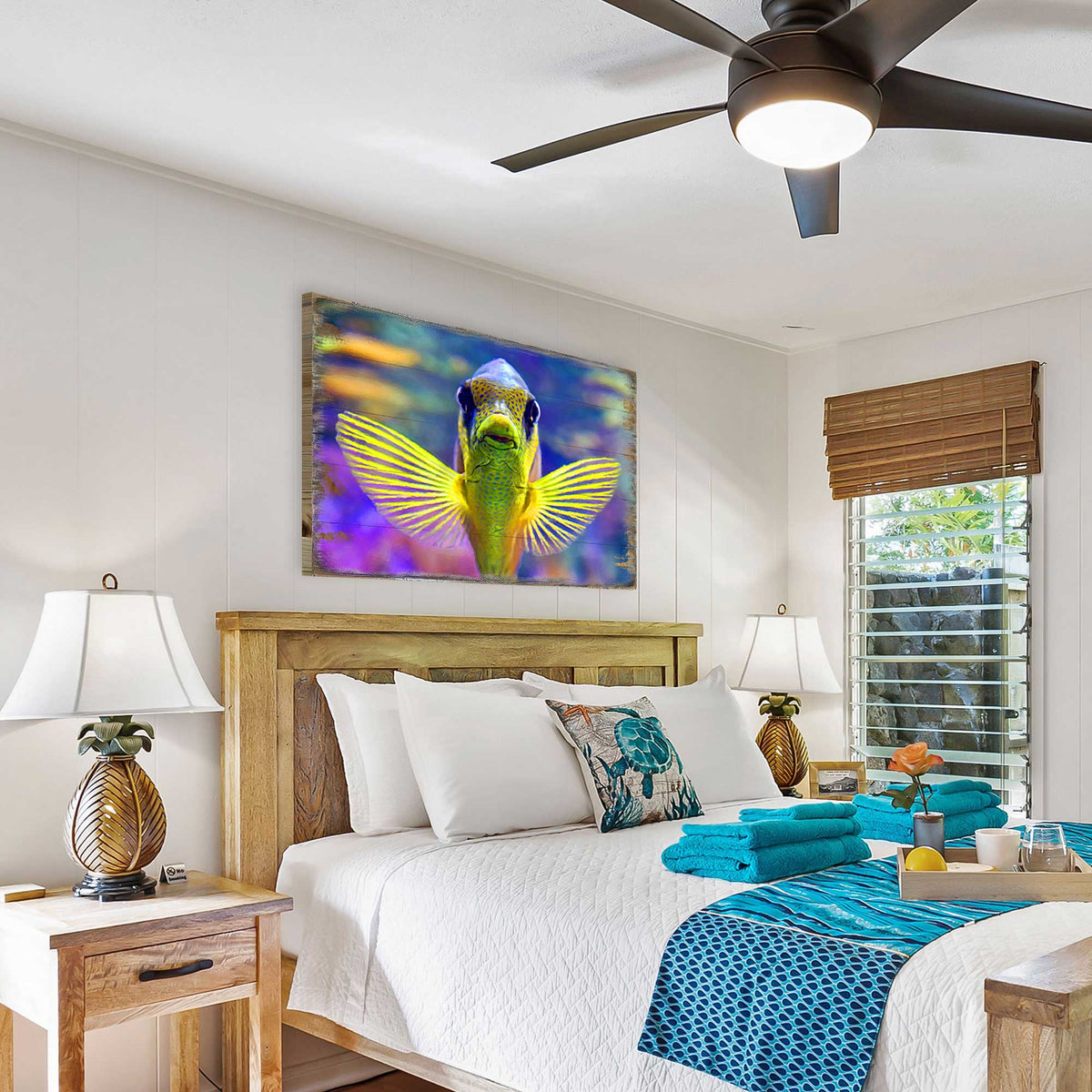 Tropical Fish Wooden Coastal Wall Art by Nature Wonders - Coastal Sea-Life Decor - 95263B