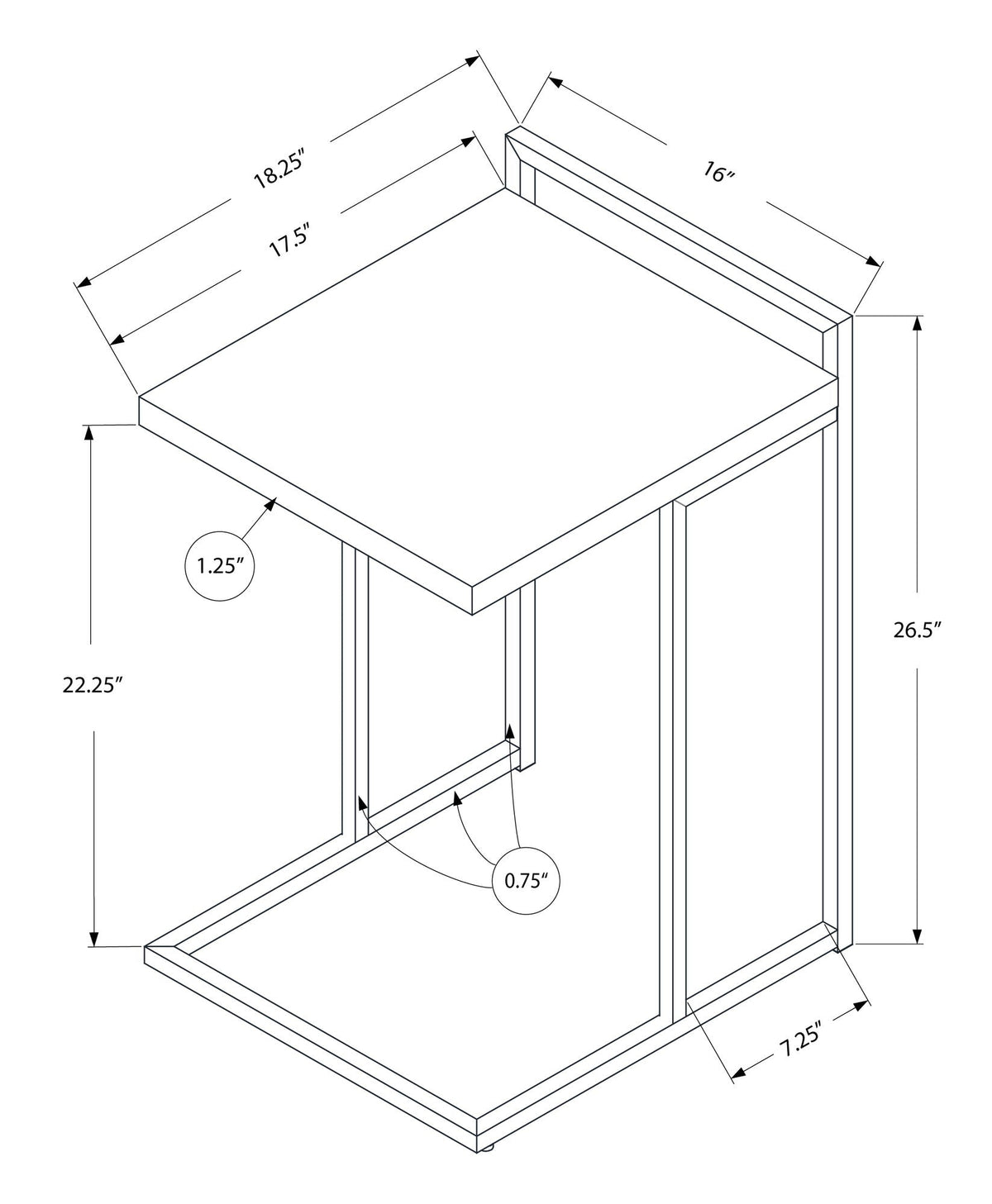 C-Shaped Accent Table, Contemporary & Modern