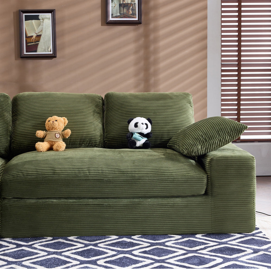 Compressed Sofa With 3 Back Cushions, 2 Throw Pillows
