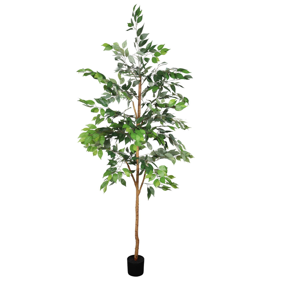 6Ft Artificial Ficus Tree With Natural Trunk In Pot For Indoor Home Office Decor - Green Leaves