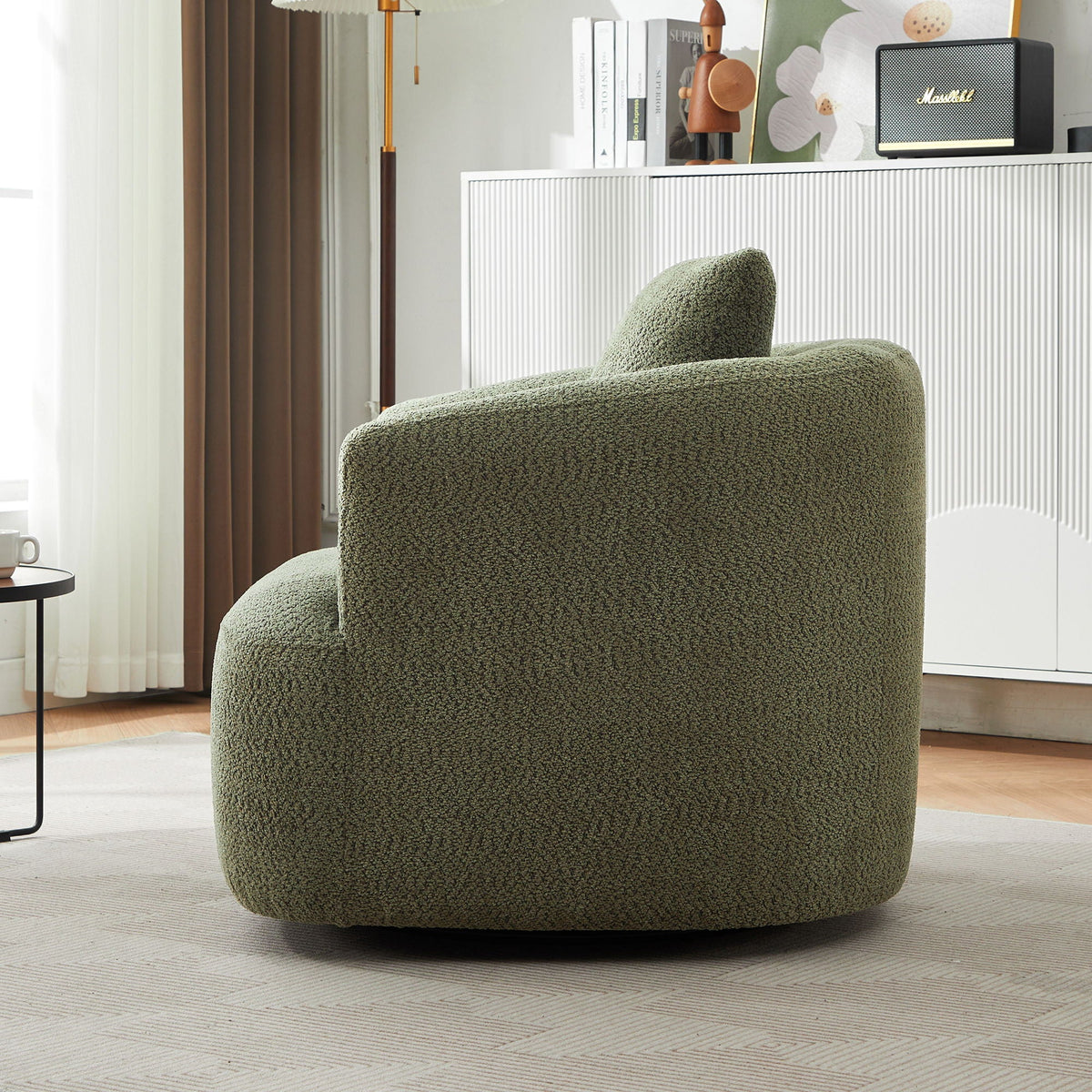 360° Swivel Barrel Sofa Chair With Throw Pillow, Upholstered Accent Chair