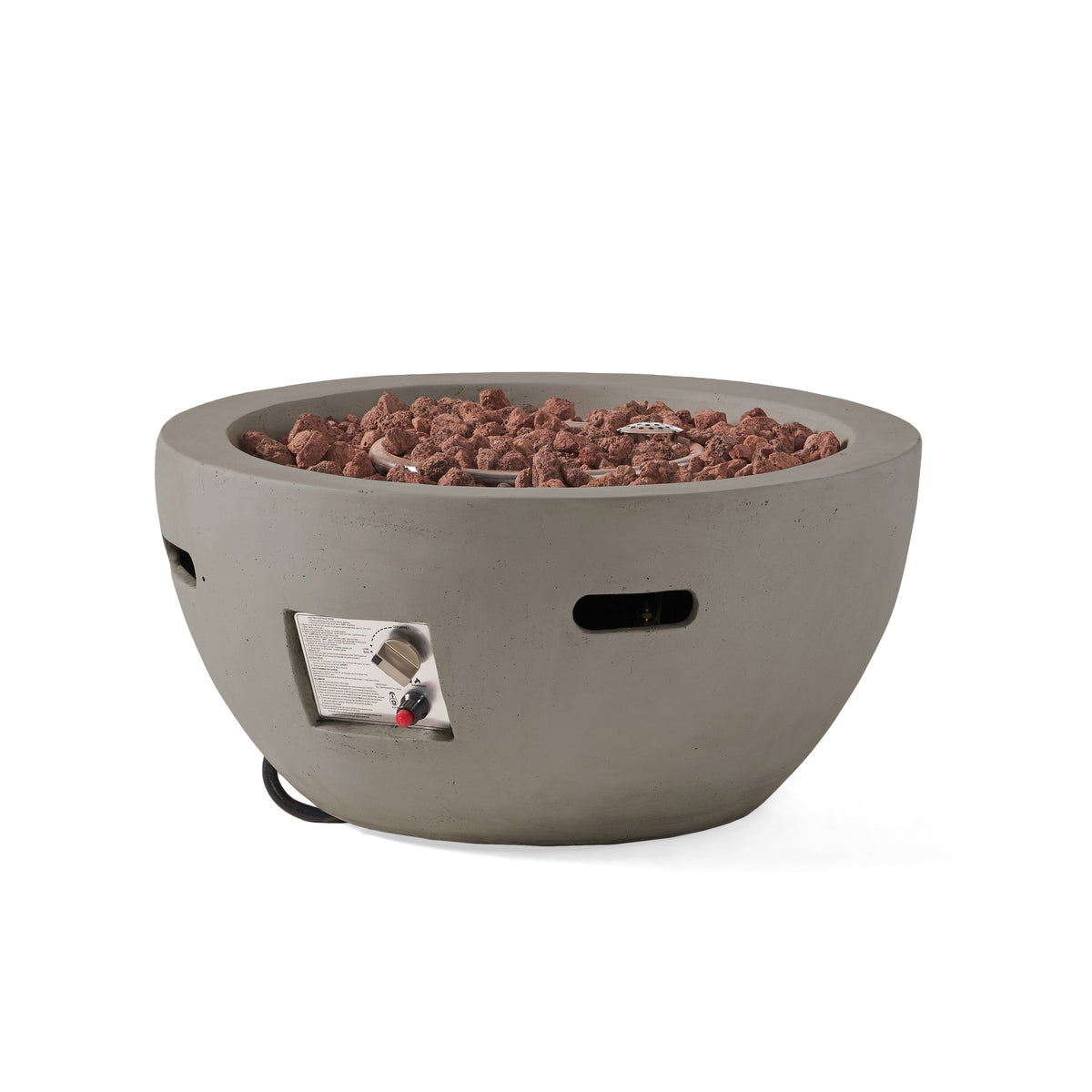 27' Bowl Shaped MGO 40,000 BTU Propane Fire Pit, Light Grey (Tank Cover not Included)