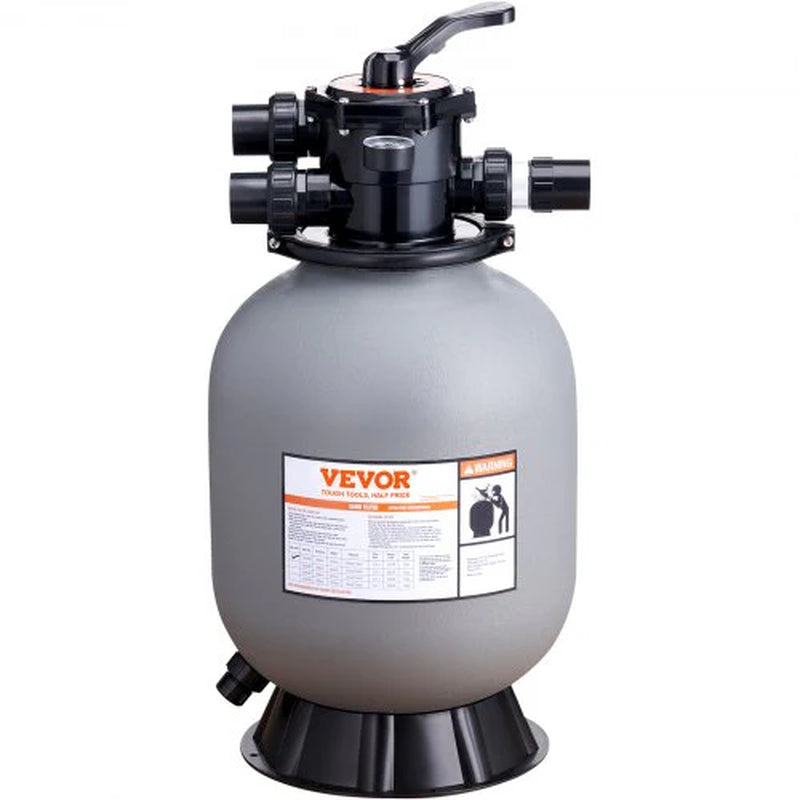 Sand Filter, 16-Inch, up to 35 GPM Flow Rate, above Inground Swimming Pool Sand Filter System with 7-Way Multi-Port Valve, Filter, Backwash, Rinse, Recirculate, Waste, Winter, Closed Functions
