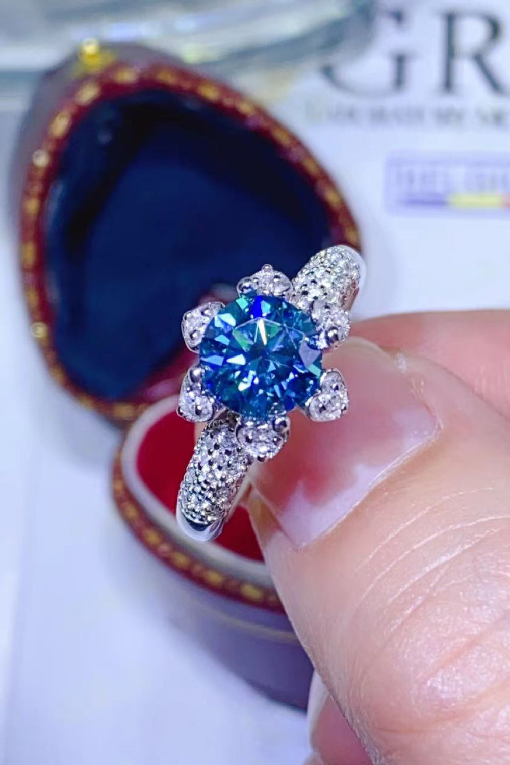 1 Carat Blue Sparkala™ Platinum Over Pure Sterling Silver Ring