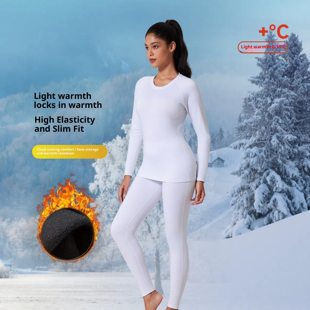 Autumn And Winter New Fleece-lined Thermal Underwear Set For Women
