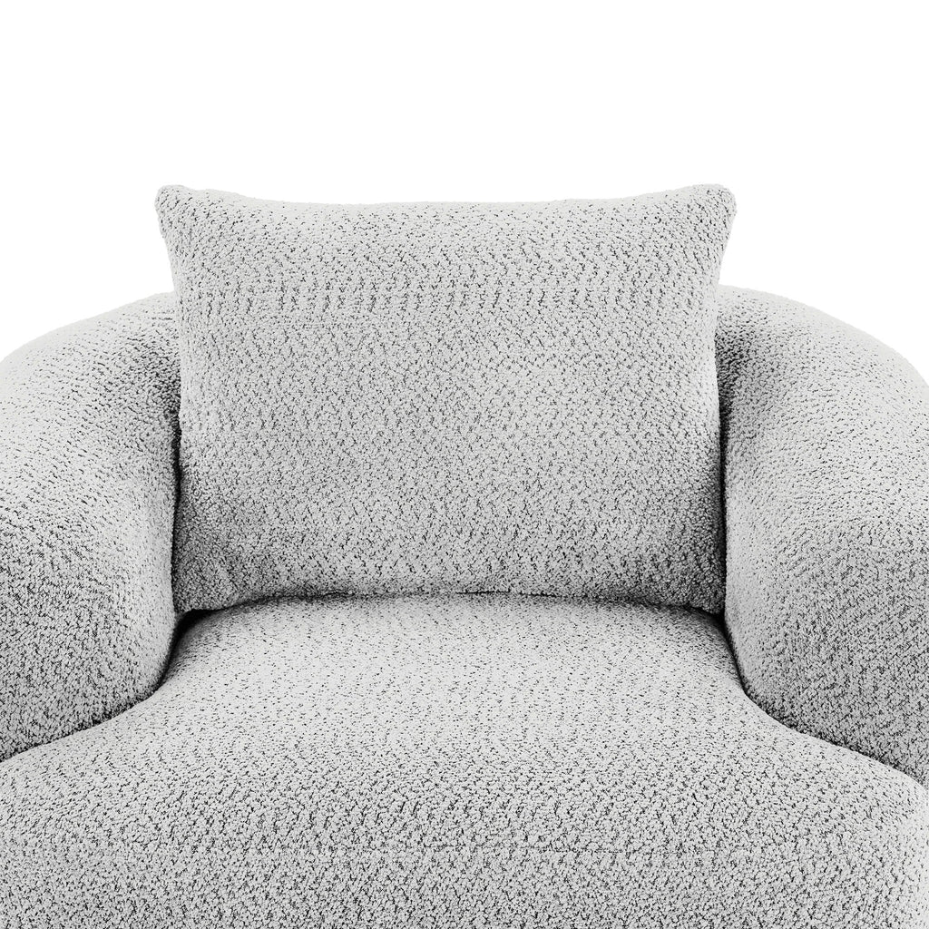 360° Swivel Barrel Sofa Chair With Throw Pillow, Upholstered Accent Chair