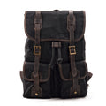 Travel Backpack Canvas Stitching Crazy Horse Leather