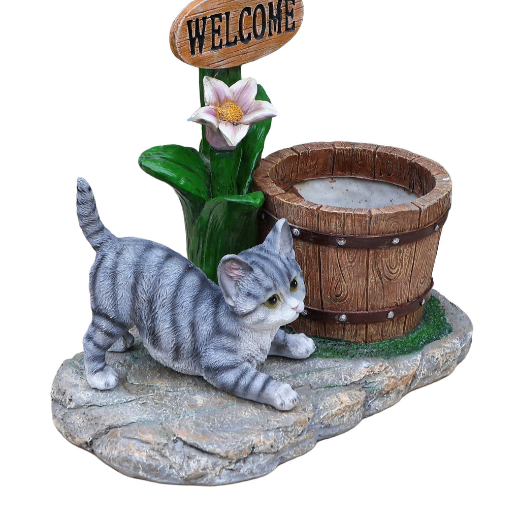 Lying Cat Solar Planter Garden Decor