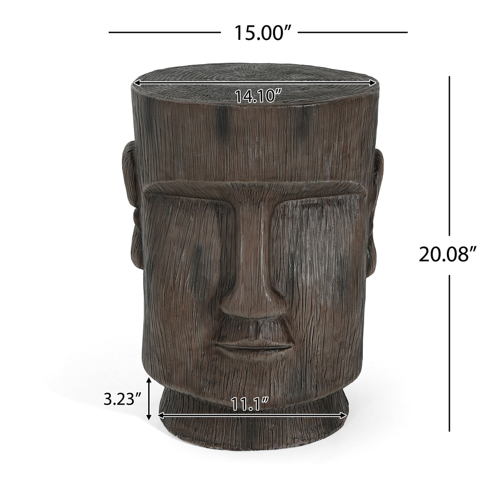 Outdoor Side Table Easter Island Moai Statue Pedestal