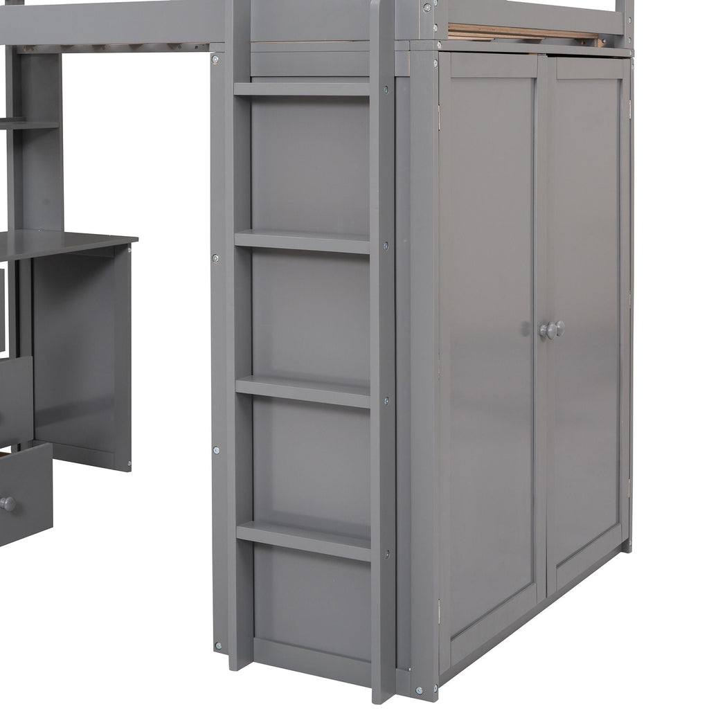 Loft Bed With Drawers, Desk, And Wardrobe