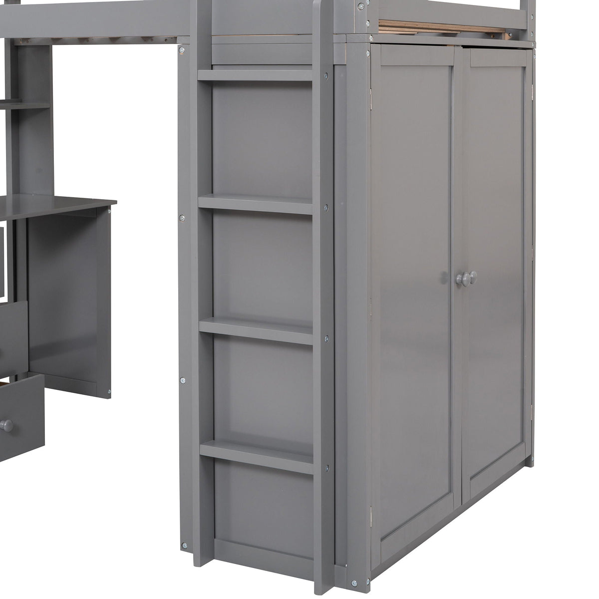 Loft Bed With Drawers, Desk, And Wardrobe