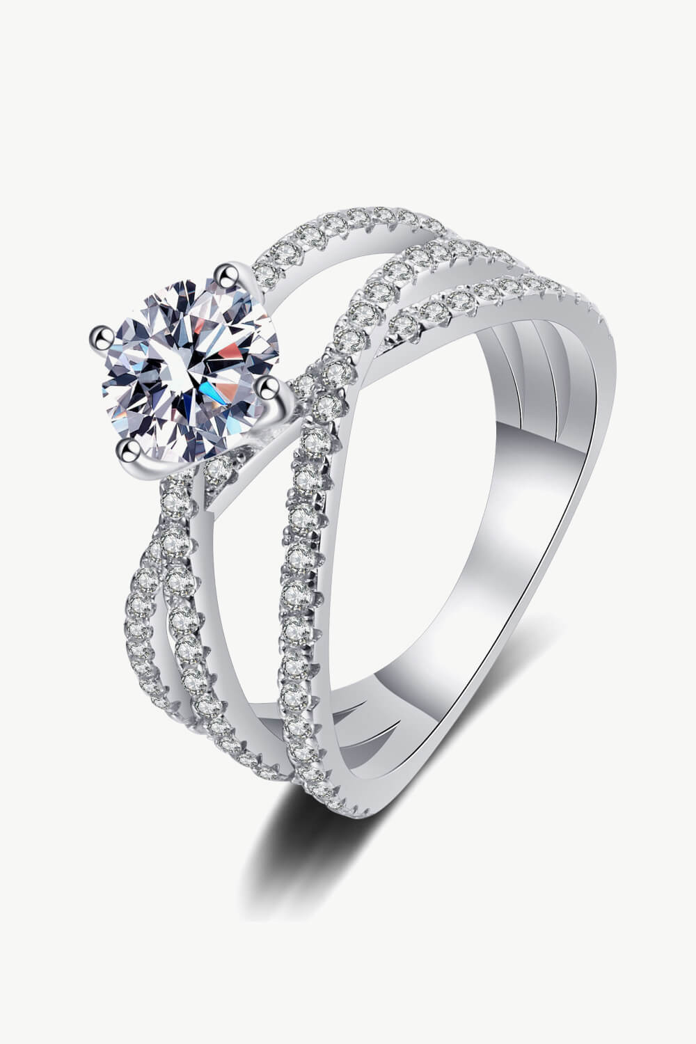 1 Carat Brilliant Round Cut Sparkala™ Crisscross Pure sterling silver Ring