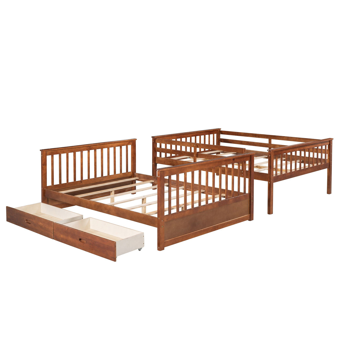 Bunk Bed With Ladders And 2 Storage Drawers