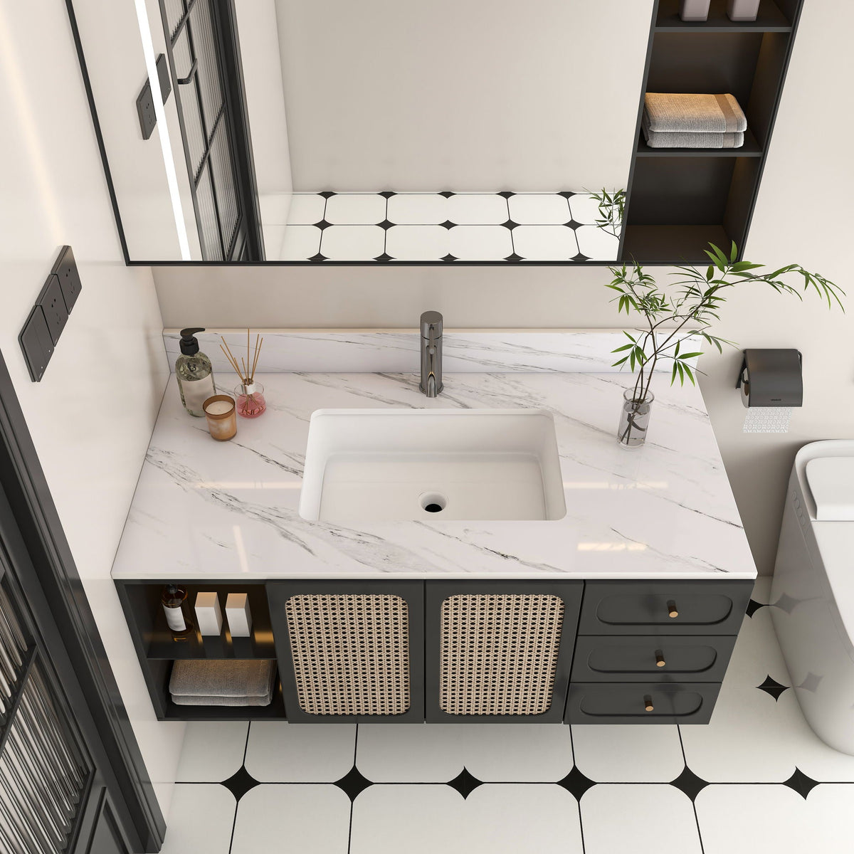 Bianco Carrara Venato Marble Vanity Top With Pre Drilled Faucet Hole And Undermount Sink