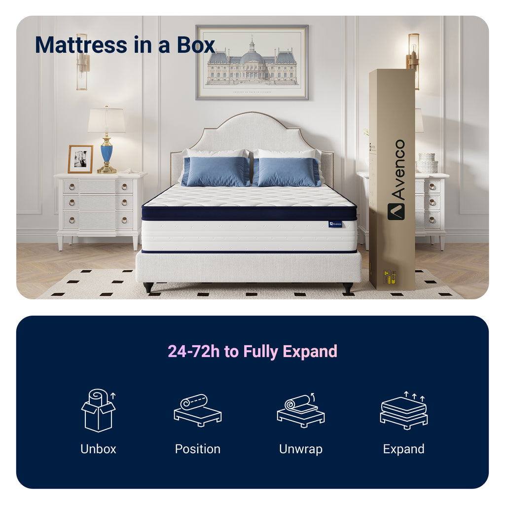 Breezure Pocket Spring Hybrid Queen Size Mattress 12 Inch Motion Isolation Mattresses in a Box,Medium Firm
