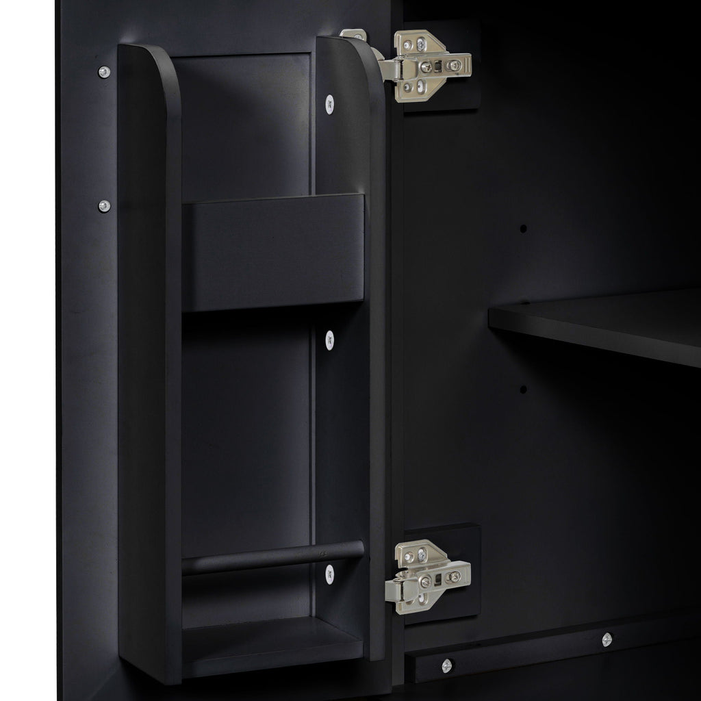 Modern Bathroom Vanity With Ceramic Sink, Soft-Close Doors, Flip Drawer, U-Shaped Shelves, Elegant Storage Solution