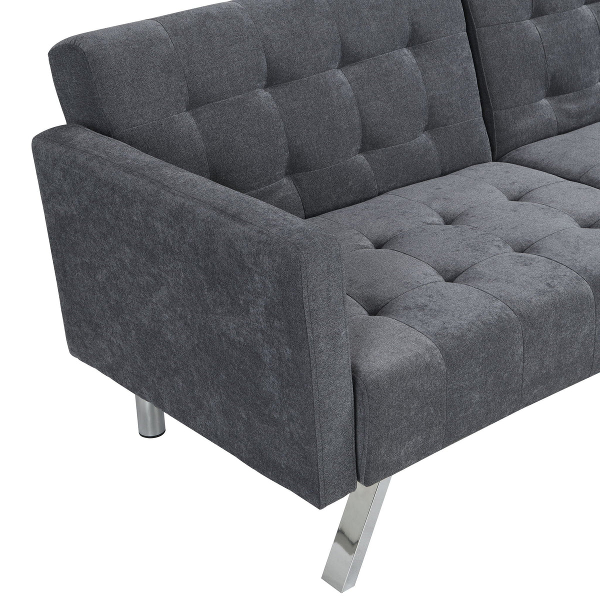 Sofa Bed Convertible Folding Lounge Couch Loveseat Sleeper Sofa Armrests - Dark Gray