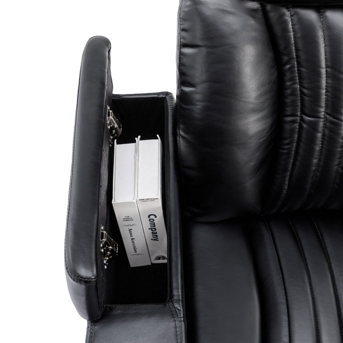 270° Power Swivel Recliner Home Theater Chair With Hidden Arm Storage, LED Light, Cup Holder, And Tray Table