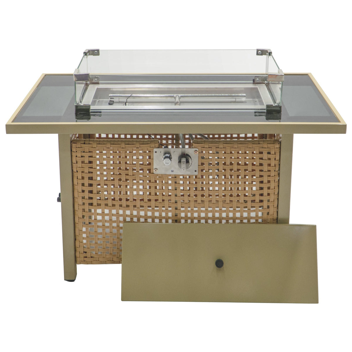 K&K 8-Piece Patio Furniture Set with Fire Pit Table