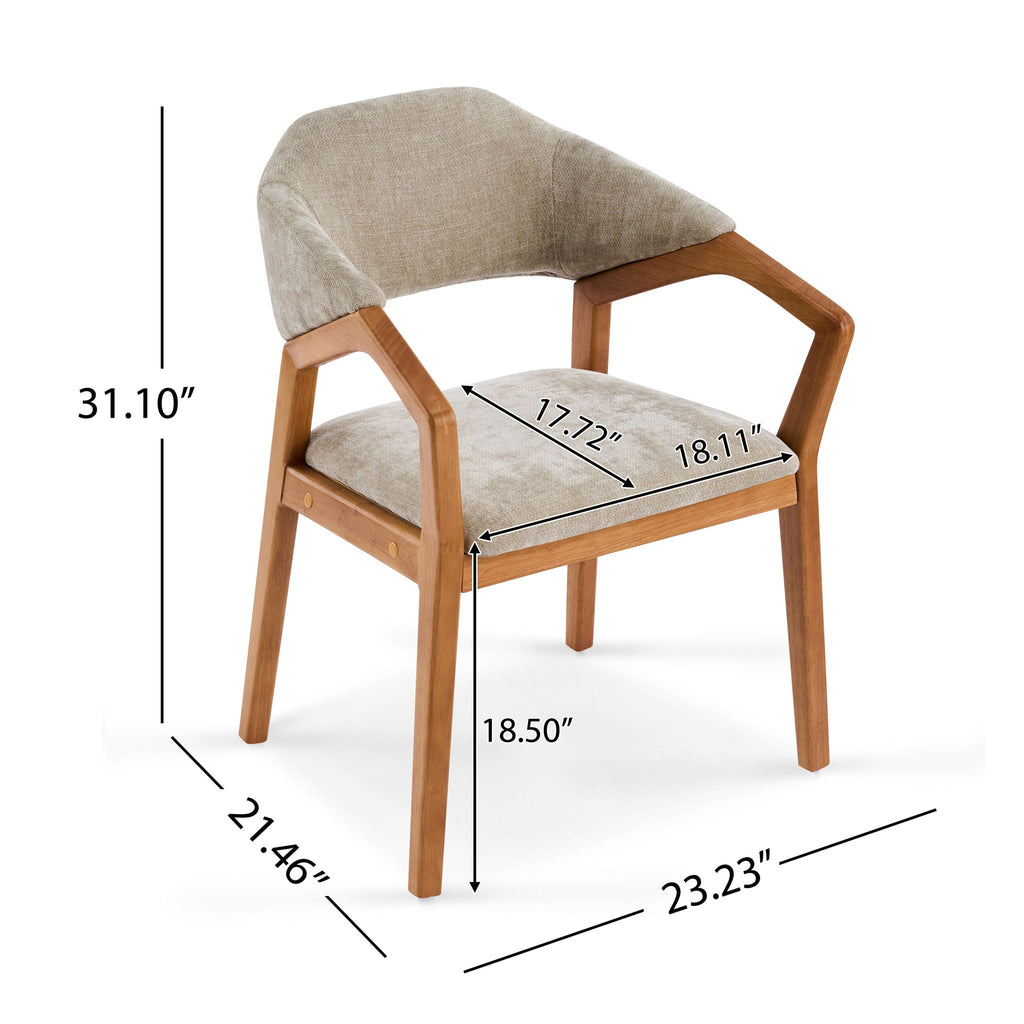 Indoor Upholstered Dining Chair Set of 2 - Oatmeal / Teak