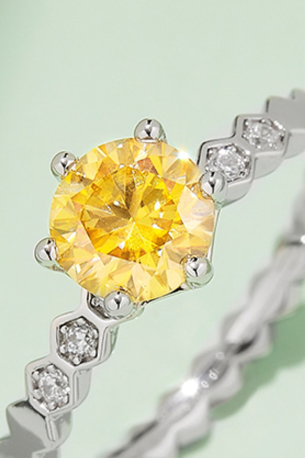 1 Carat Brilliant Round Cut Sparkala™ 6-Prong Platinum Over Pure Sterling Silver Ring (Yellow, Blue, or Pink)