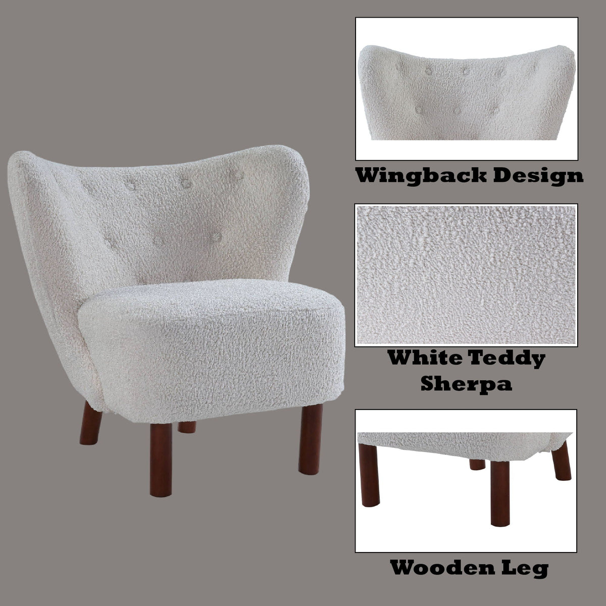 Zusud Teddy Sherpa Accent Chair - White