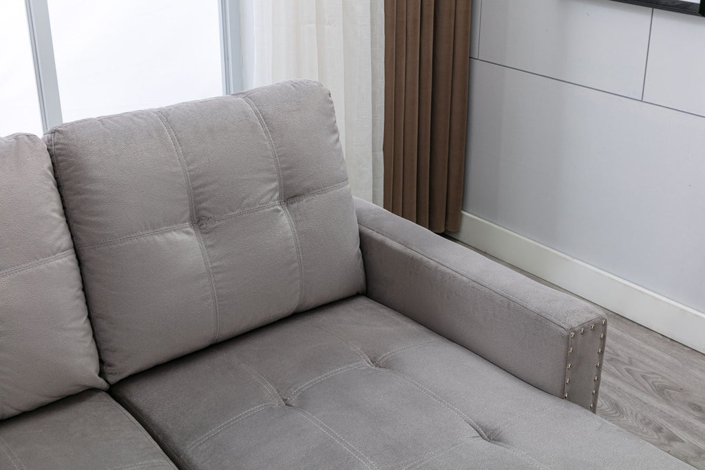 Reversible Sectional Storage Sleeper Sofa Bed, L-Shape 2 Seat Sectional Chaise With Storage, Skin-Feeling Fabric