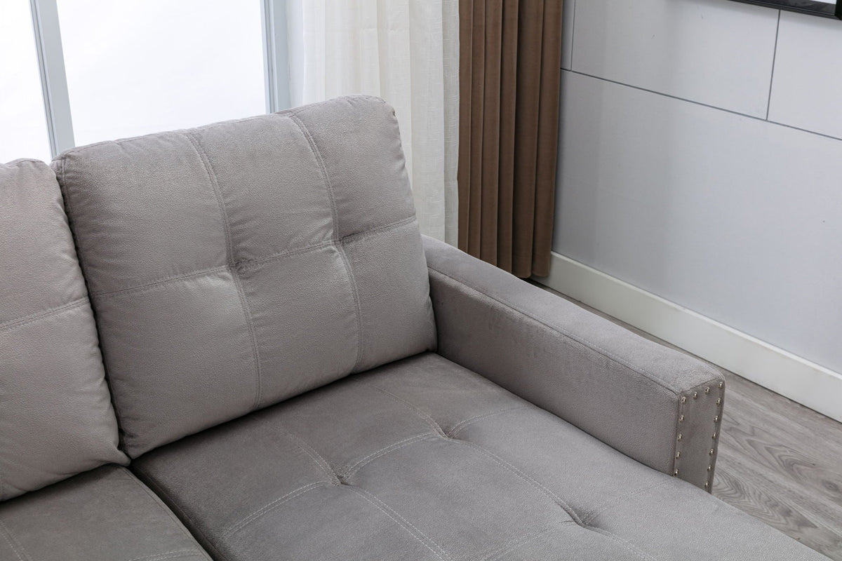 Reversible Sectional Storage Sleeper Sofa Bed, L-Shape 2 Seat Sectional Chaise With Storage, Skin-Feeling Fabric