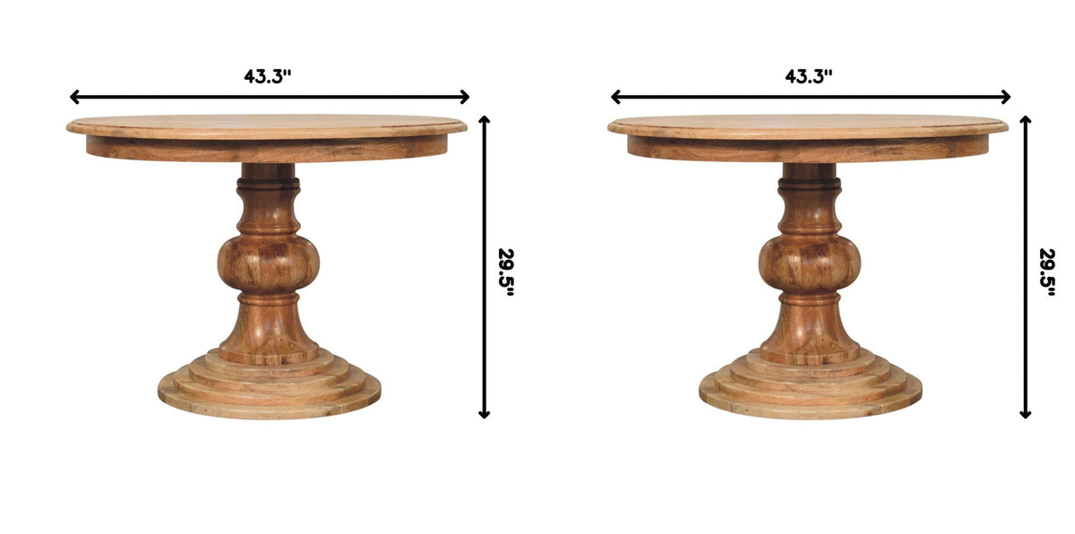 Round Turned Dining Table - Oak