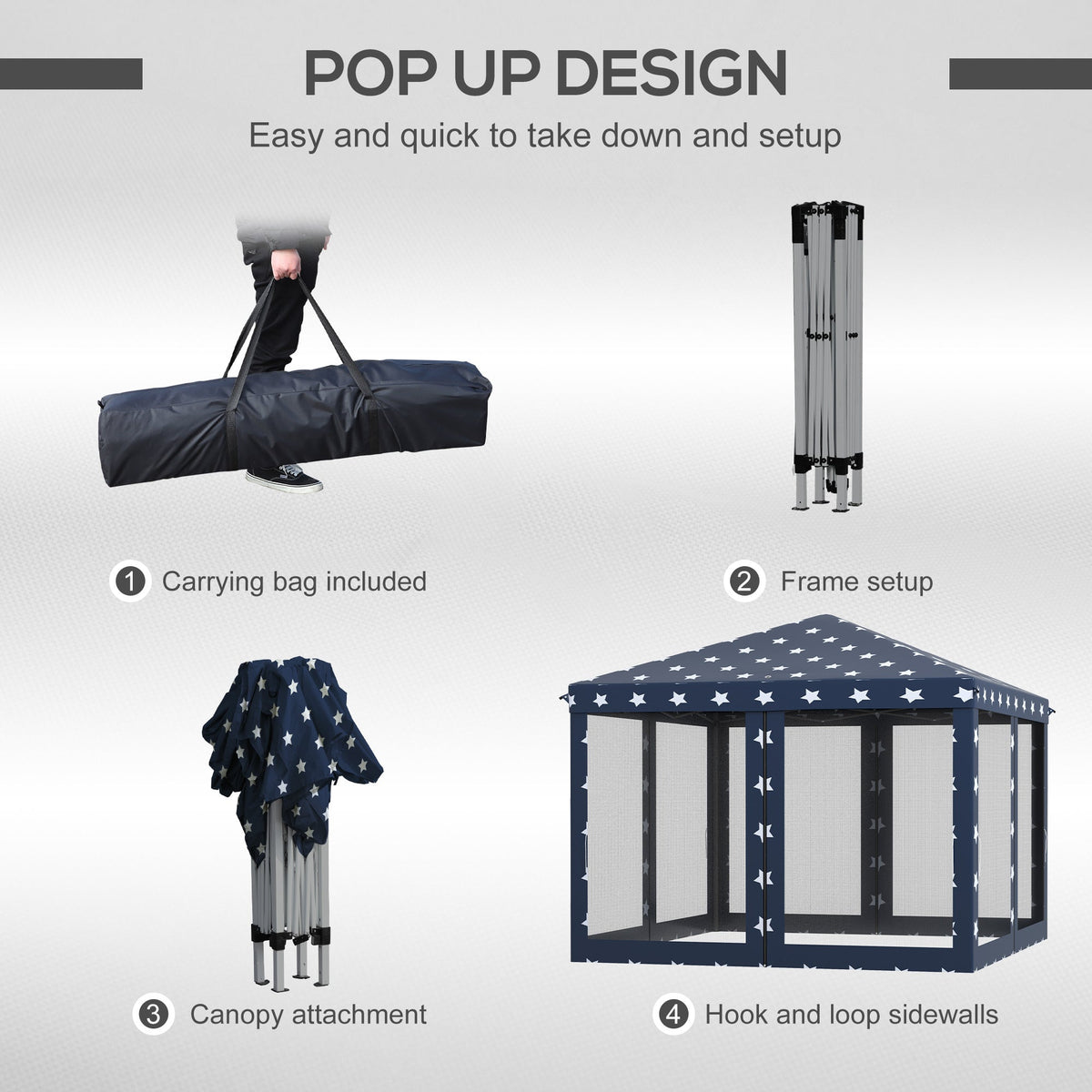 Outsunny 10' x 10' Pop Up Canopy Tent with Netting