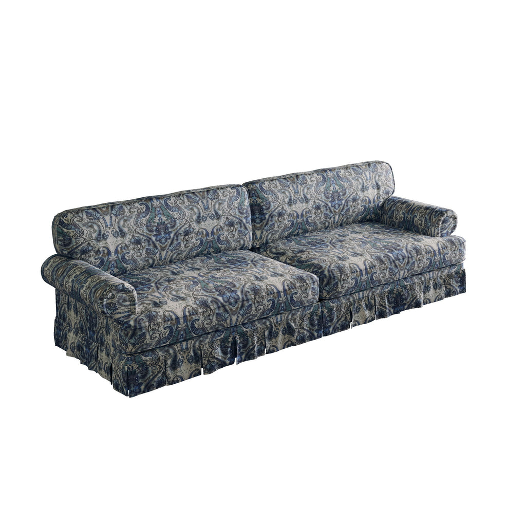 Luxuriously Comfortable Cloud Couch Sofa With Elegant Rolled Arms & Pleated Skirt Design