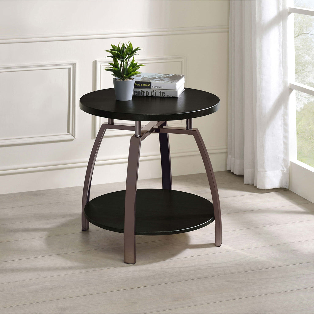 End Table With Center Shelf - Dark Gray