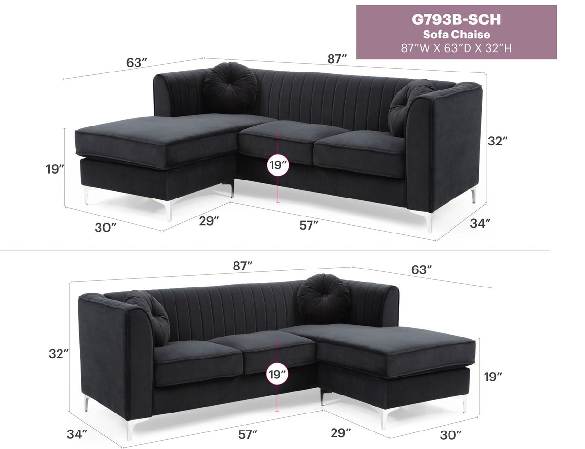 Delray - Micro Suede Sofa Chaise