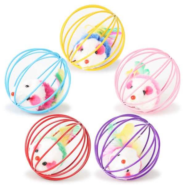 5-Pack: Pet Cat Kitten Playing Mouse Ball Cage