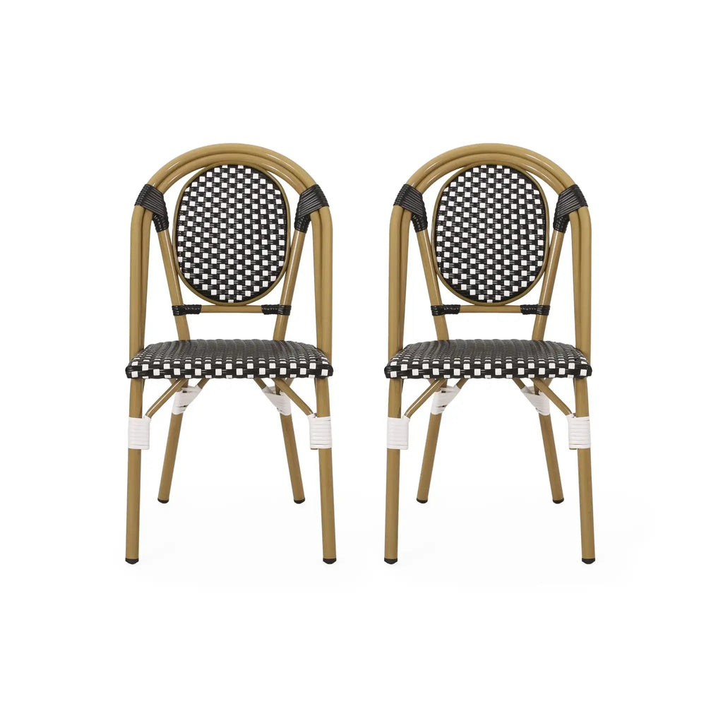 Outdoor Rattan and Aluminum French Bistro Chair Set