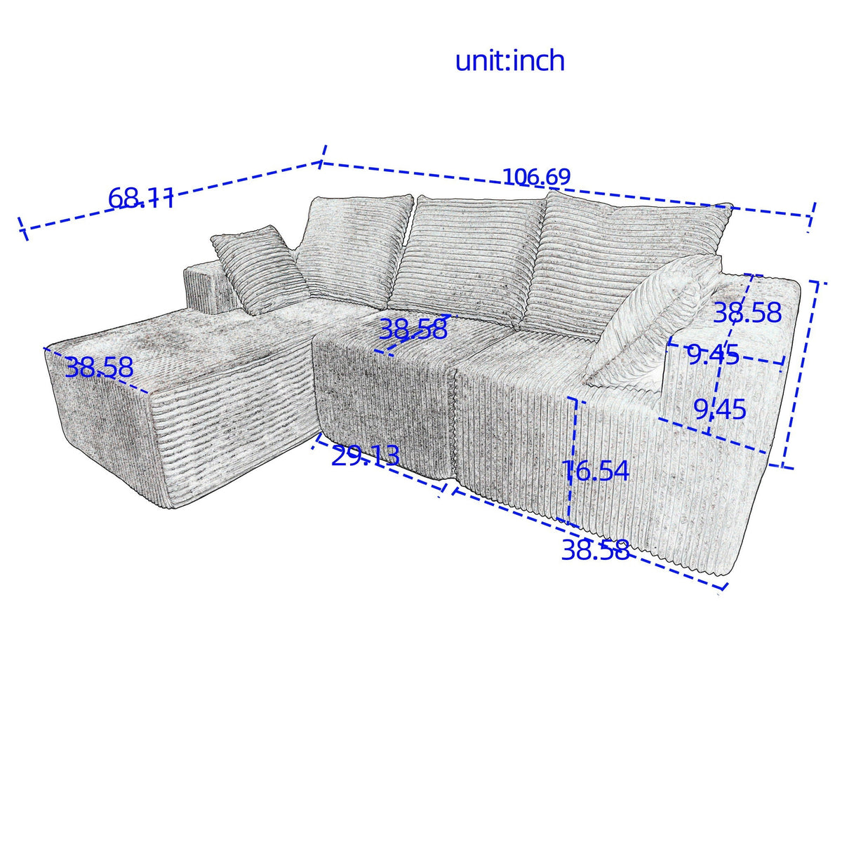 Modular Corner Sofa With Soft Fabric