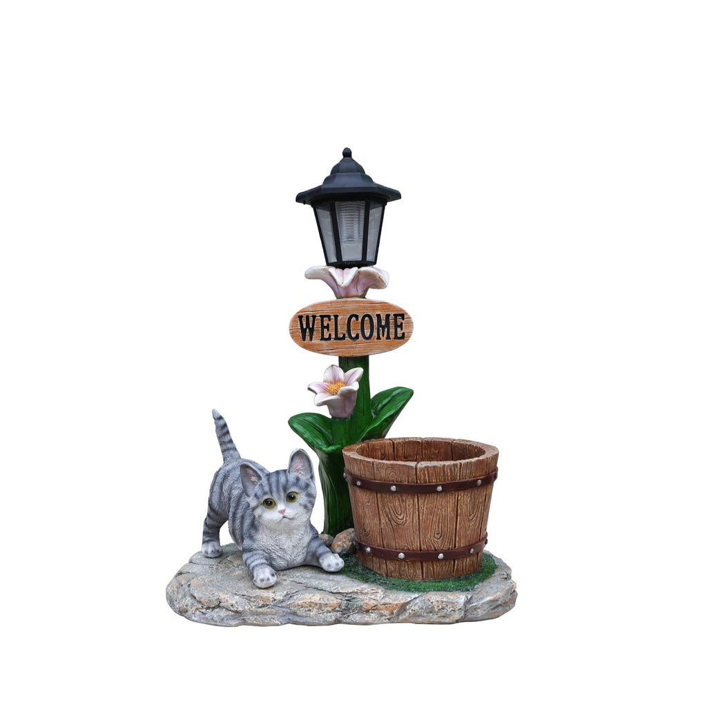 Lying Cat Solar Planter Garden Decor