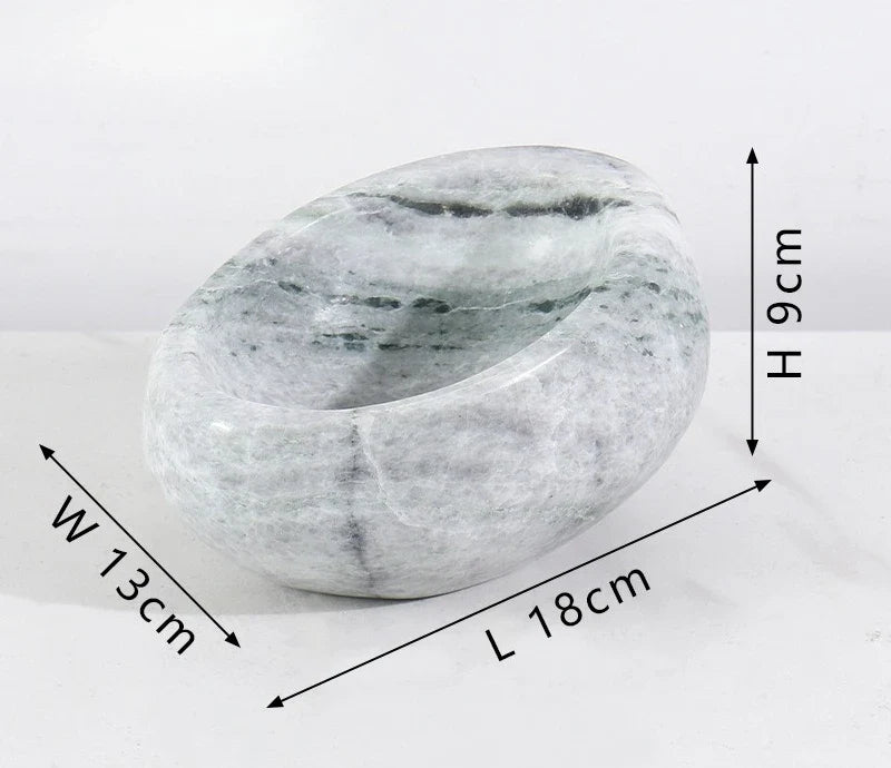 French Wabi-Sabi Marble “Bird’s Nest” Tray – Stone Jewelry & Sundry Dish (18×13×9cm)