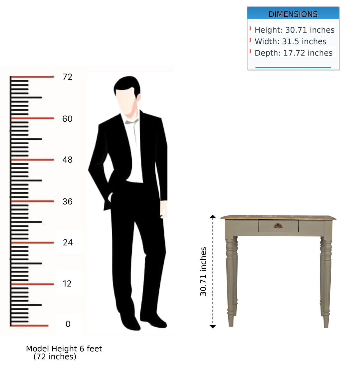 Hand Painted Writing Desk - Gray
