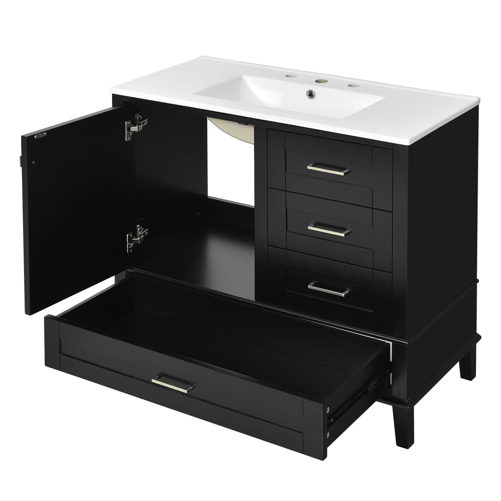 Bathroom Vanity, Modern Bathroom Cabinet With Sink Combo Set, Bathroom Storage Cabinet With A Soft Closing Door And 3 Drawers, Solid Wood Frame