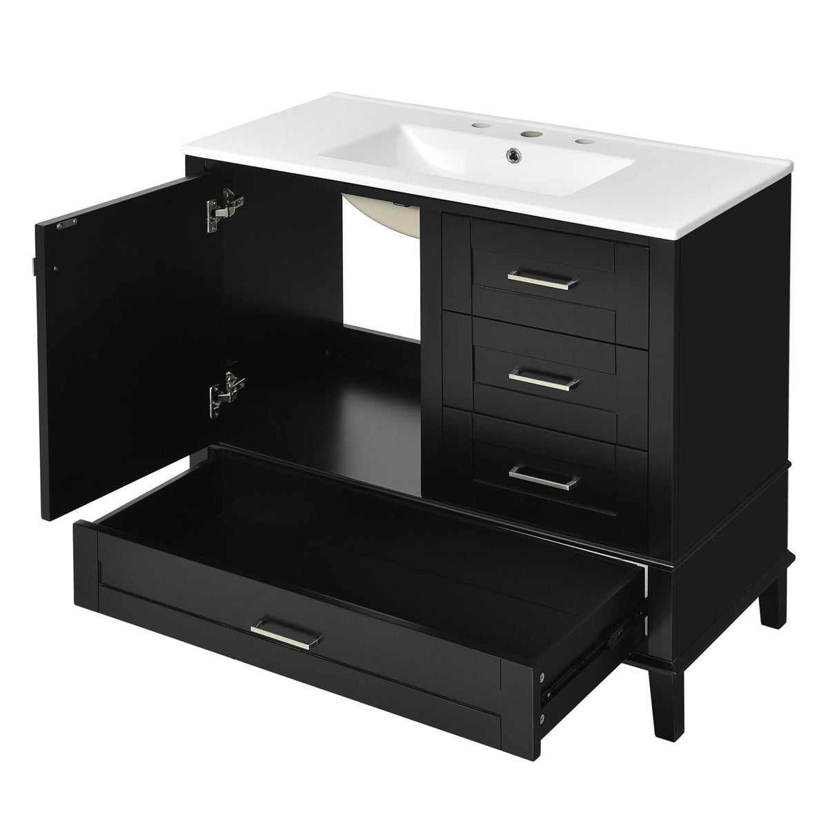 Bathroom Vanity, Modern Bathroom Cabinet With Sink Combo Set, Bathroom Storage Cabinet With A Soft Closing Door And 3 Drawers, Solid Wood Frame