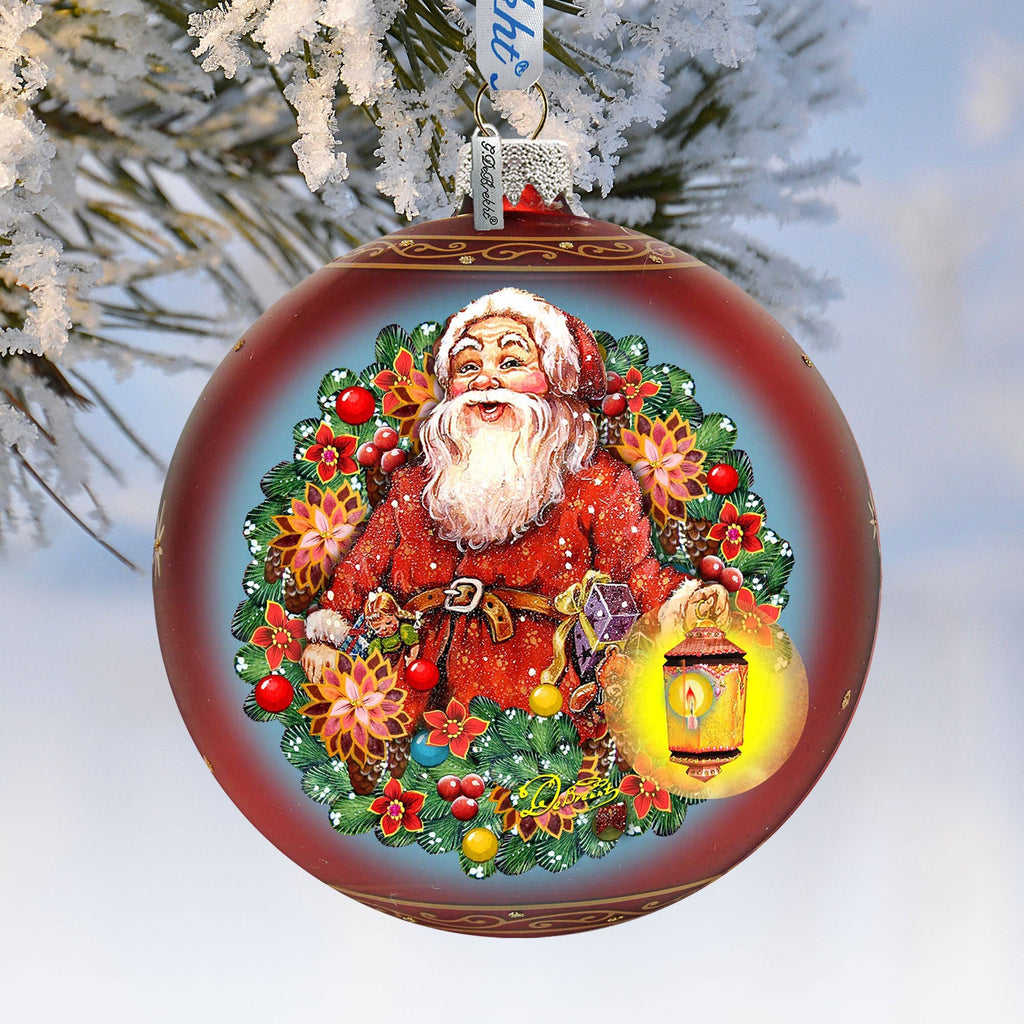 Enchanted Santa Glass Ornament Limited Edition by D. Gelsinger - Christmas Santa Snowman Decor - 73887-1003